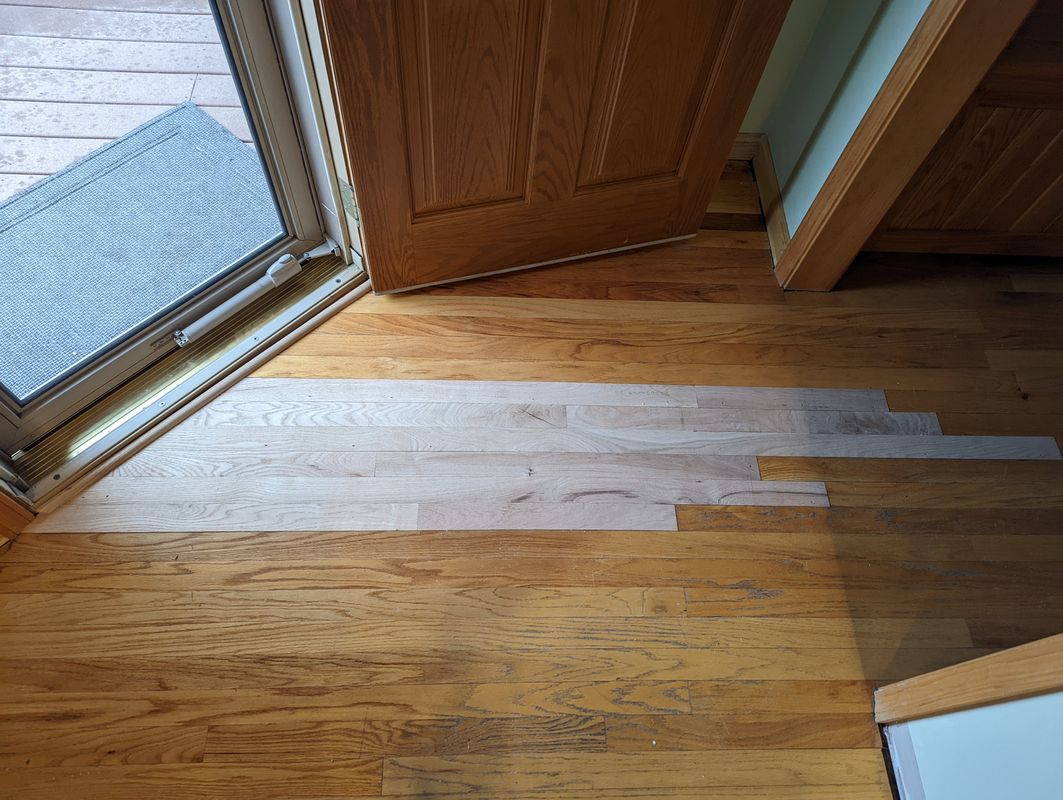 Historic fir floor restoration in progress, Helena, MT