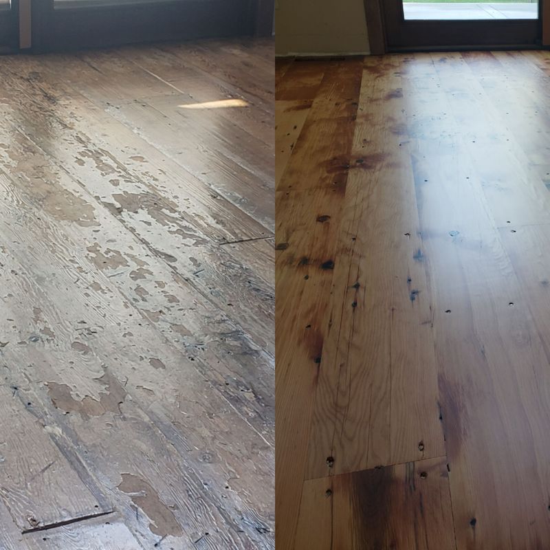 Turn-of-the-century fir floor restored to original character, Helena