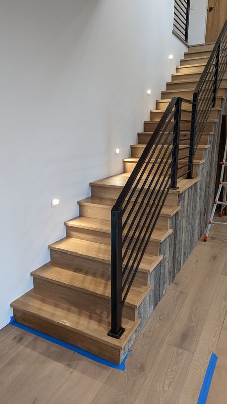 Custom solid hardwood staircase installation in Montana home