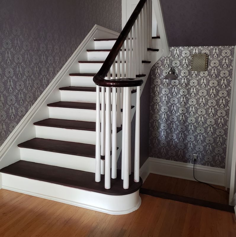 L-shaped hardwood staircase with landing, Helena, MT